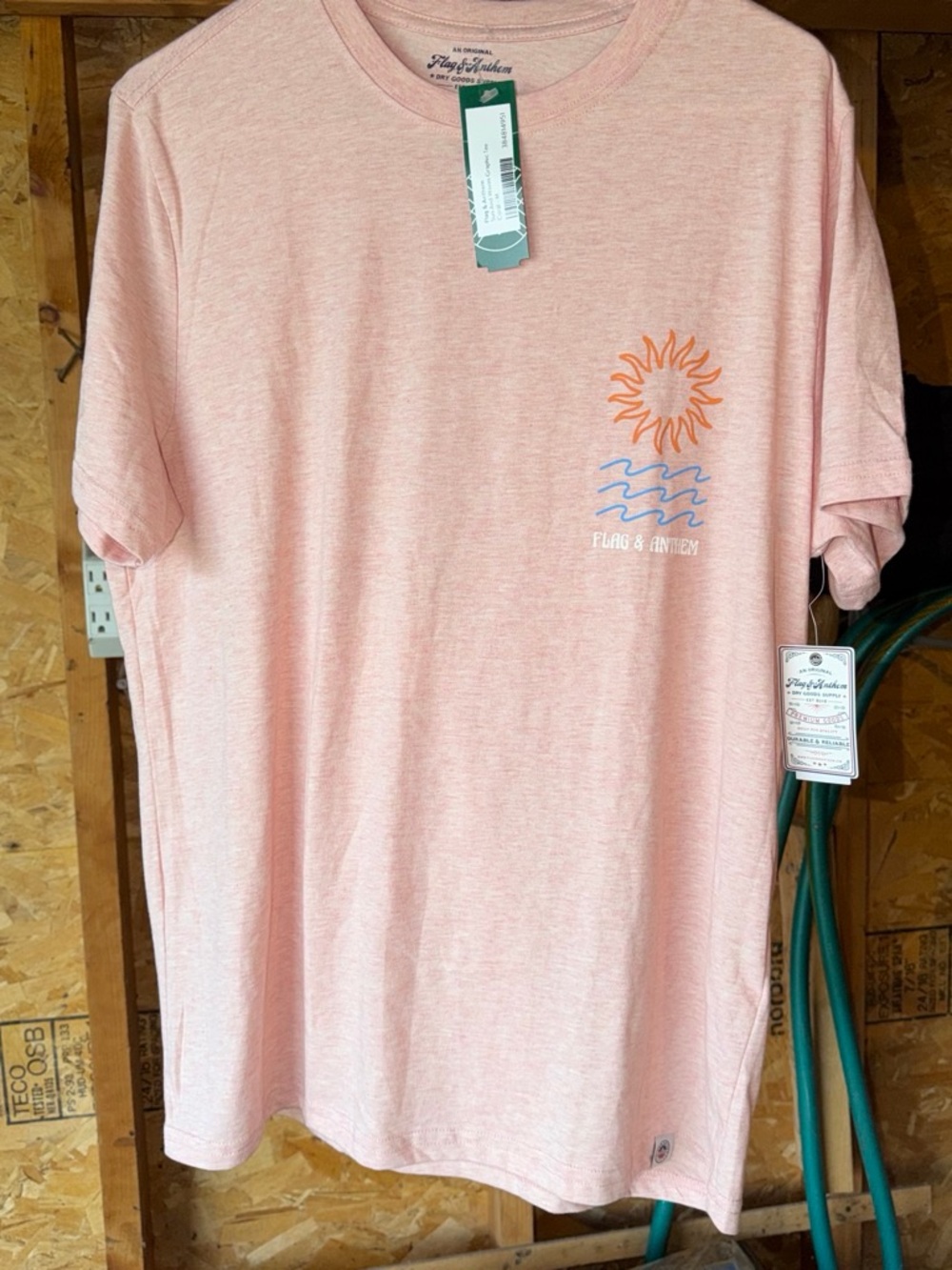 Dry Goods Pink Heather Tee with Subtle Logo Print
